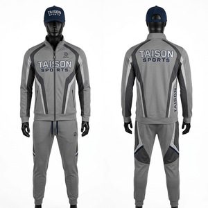Tenue d'entraînement de volley-ball pour hommes, tissu polyester interlock premium 280 GSM, gris, design à panneaux contrastés, logo personnalisé, vêtements d'équipe - Product Image 1