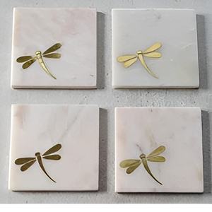 Dessous de verre modernes en pierre de marbre personnalisés Luxe naturel carré rond hexagone Vente en gros Tapis et serviettes pour boissons - Product Image 2