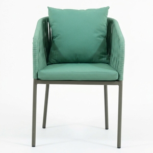 Sillón de Comedor para Exteriores Verde, Estructura de Aluminio, Tela de Cuerda Sintética, Cojín de Tela Cartenza, Decoración Artística para Patio - Product Image 1