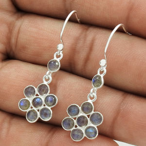 Design antique 925 argent Sterling Vintage naturel bleu Labradorite fait à la main en gros pierres précieuses boucle d'oreille bijoux en argent pour femme - Product Image 6