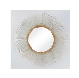 Vente à chaud de miroir rond en métal mural décoratif au dernier design fini or pour la décoration de la maison et du salon - Product Image 2