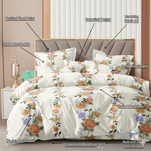 Ensemble de draps en microfibre imprimés doux Venti King Size 400TC, 3 pièces, résistant à la décoloration, 2 taies d'oreiller, toutes saisons, chambre d'hôtel - Product Image 5