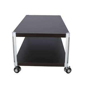 Mesa de centro de metal con ruedas, acabado Wenge, 90x45x30cm - Product Image 3