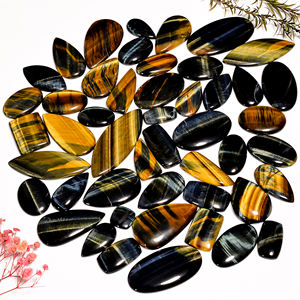 Beau cabochon en vrac de pierres précieuses de quartz d'oeil de tigre naturel dans des tailles de forme de mélange en gros pour la fabrication de bijoux - Product Image 1