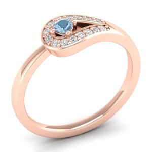 แหวนเพชรทรงกลมแบบมินิมอล REYES ประดับพลอยอะความารีน 0.08 กะรัต ตัวเรือนทองคำโรสโกลด์ 14K ประดับมอยส์ซาไนต์ เครื่องประดับอัญมณีชั้นดีสำหรับผู้หญิง - Product Image 2