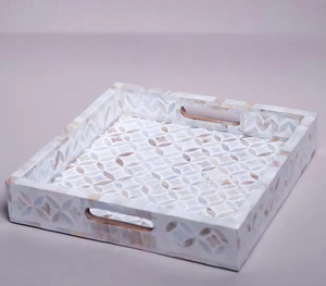 Moorish Moroccan ถาดเสริฟกระดูกฝังแนวโมรอคโคดีไซน์ลายออตโตมันและถาดตกแต่งอเนกประสงค์สำหรับการใช้งานสไตล์แฟนซี - Product Image 2