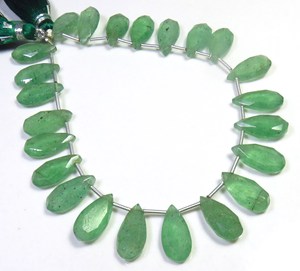 15x7.5mm Natural <b>Strawberry</b> Quartz Faceted Beads 23pcs Green Pear Cut Gems 8" Strand Top Grade South African - Product Image 2