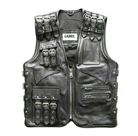 Gilet de moto en cuir pour hommes STYLE PUNK BAD BOY, gilet en cuir à boucle personnalisée pour moto Style American rider Club