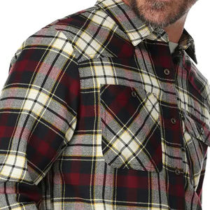 เสื้อเชิ๊ตผ้าสักหลาดสำหรับผู้ชายเสื้อเชิ๊ตผ้าสักหลาดลายสก็อตแนววินเทจ - Product Image 5