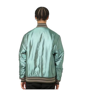 Veste bomber en satin, vestes universitaires, vestes de baseball universitaires, vente en gros OEM, vêtements pour hommes en vrac, broderie vierge, soie, baseball - Product Image 3