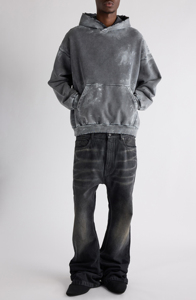 Sudadera con Capucha Personalizada para Hombre, Estilo Urbano, Lavado Ácido, Desgastada, de Poliéster/Algodón Grueso de 480 g/m², Color Sólido, Efecto Desgastado por el Sol, para Otoño - Product Image 6