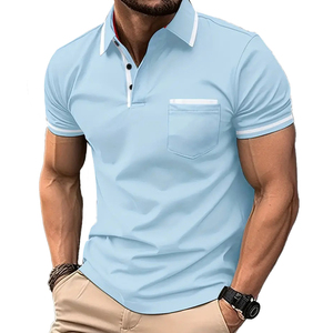 Polo T-shirt 2026 de haute qualité unisexe à motifs avec poches boutonnées, anti-rétrécissement, séchage rapide pour le golf, idéal pour la broderie de logo, T-shirt pour homme - Product Image 2