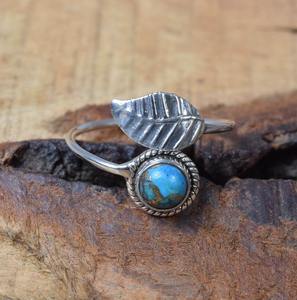 Turquopise bague en pierres précieuses bijoux pour femmes argent Boho Style bijoux 925 en argent Sterling tendance bague faite à la main cadeau pour elle - Product Image 3