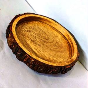 Plateau rond en écorce de bois 8 pouces Produit de vente chaud Bol décoratif en bois de manguier avec écorce d'arbre fabriqué en Inde - Product Image 6