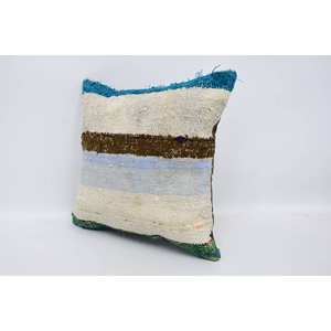 Oreiller Kantha en laine multicolore patchwork 16x16 pouces Coussin décoratif tissé avec motif vintage - Product Image 4