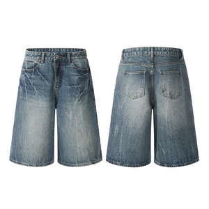 OME-Jean ample à coupe ample pour homme, vêtement de ville en vrac délavé à l'acide, short en jean surdimensionné Y2K, 3/4 de longueur - Product Image 1