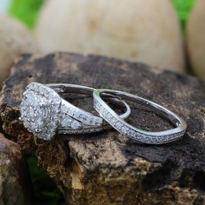 Anillo de Compromiso y Matrimonio Heavenly Cushion Halo, Plata de Ley, Moissanita, Engaste de Canal, Anillos de Regalo, India, Fiestas, Aniversarios - Product Image 3