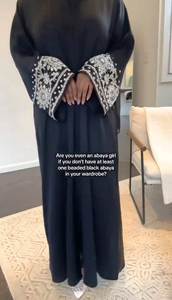 Ropa musulmana tradicional de mujer modesta elegante islámica hermosa mano trabajo Abaya estilo Dubai-accesorio incluido - Product Image 3