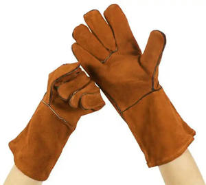 Gants de sécurité industriels en cuir à manches longues JNM SAFETY JNM-5249, résistants à la chaleur, antistatiques, longueur 40 cm, pour le soudage - Product Image 4