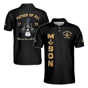 Polo de hombre Freemason Father of All Golden Line personalizado de alta calidad, Polo de manga corta hecho a medida para hombre - Product Image 1