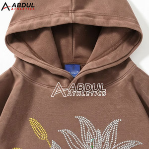 Trendy Men Acid Wash Rhinestone Hoodies With <b>Sparkly</b> Stone Details Casual Hoodies - Product Image 5