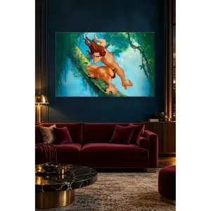 Fida Tarzan glissant sur un tronc d'arbre, impression sur toile - Product Image 1