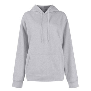 Grey Women's Organic Cotton Eco-Friendly Quick Dry Heavyweight Fleece <b>Drop</b>-Shoulder Sleeves Boyfriend Hoodie Drawstring Closure - Product Image 1