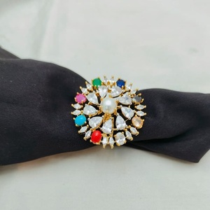 ของชนเผ่าที่มีคุณภาพสูงสีทองประดับรูปโฆษณาแหวนที่ดูทันสมัยปรับได้สำหรับคอลเลกชันชุดแต่งงานสำหรับผู้หญิง - Product Image 1