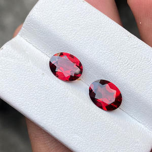 พลอยโกเมนสีแดงเหลี่ยมเพชรพลอยธรรมชาติ12x10ทรงวงรีอัญมณีหลวมจากผู้ผลิต - Product Image 1