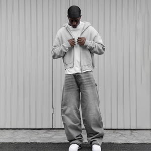 Custom Streetstyle Trend Pure Wash Pantalones Stonewashed Denim Jeans Casual Baggy Jeans para Hombres diseño superior - Product Image 5