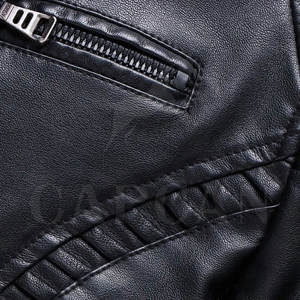 Veste en cuir décontractée coupe ajustée pour hommes, nouveauté, couleur unie, avec col montant, accessoire de style personnalisé - Product Image 5