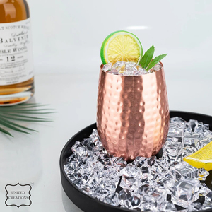 Gobelet en verre de cuivre pur martelé d'une seule pièce de conception moderne pour servir des boissons comme l'eau jus vin pour des barres - Product Image 3