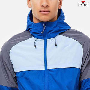 Men Sets 2 Piece Custom Windbreaker Shorts and Hooded <b>Zip</b> <b>up</b> Nylon Polyester Contrast Color Windbreaker Short Set - Product Image 4