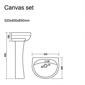 Lavabo de Pedestal de Cerámica Ecológico de Una Pieza con Sifón en P para Villas, Hoteles, Hospitales, Cocinas y Baños - Product Image 2
