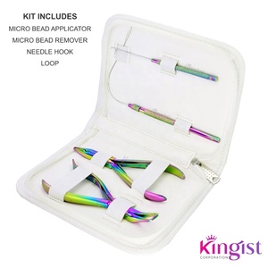 Micro <b>Bead</b> Remover Kit Hair Extension Pliers Stainless Steel Hair Sectioning Clips With Loop <b>Needles</b> - Product Image 3