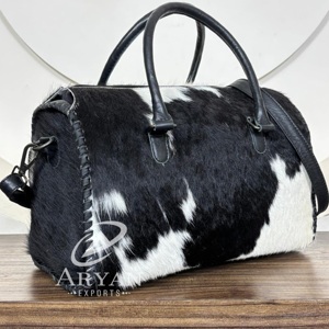 New Personalized Handmade Hair On Cowhide <b>Leather</b> Duffle <b>Bags</b> Vintage Overnight Genuine <b>Leather</b> <b>Weekender</b> <b>Bag</b> for <b>Men</b> and Women - Product Image 1