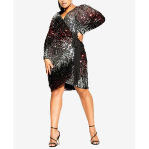 Abito Nero Irresistibile con Scollo a V da Donna City Chic, Trendy Plus Size con Vita Naturale - Product Image 4