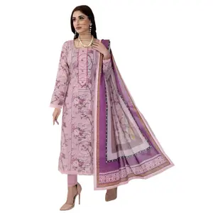 Pakaian Paty Designer Wanita Setelan Rumput 3 Piece Lawn Salwar Kameez India Pakistan Wanita Dijahit & Pakaian Rumput Tanpa Jahitan