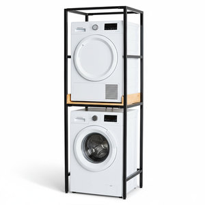 Support en fer et bois KMG68010 pour machine à laver et sèche-linge – Cadre en fer durable et plateau en bois – Indispensable pour le repassage des vêtements et l'équipement de lavage - Product Image 1