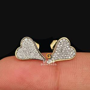 Awesome Minimalist <b>Heart</b> Shaped Stud <b>Earring</b> in 925 <b>Sterling</b> <b>Silver</b> and Moissanite Diamond Custom Design for Women - Product Image 2