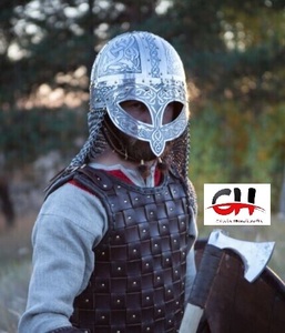 Armure viking médiévale Vendel acier gravé avec casque viking - Product Image 5