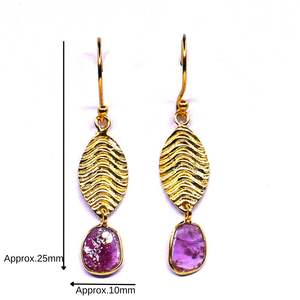 Wedding Wear 925 Sterling Silver Gold Plated Jewelry <b>Tourmaline</b> Gemstone Women Wear Feaf <b>Earring</b> Set - Product Image 1