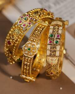 24 Carat <b>Solid</b> <b>Gold</b> Plated Handmade Bracelet High Quality Pakistani <b>Gold</b> Plated Elegant <b>Bangles</b> - Product Image 2