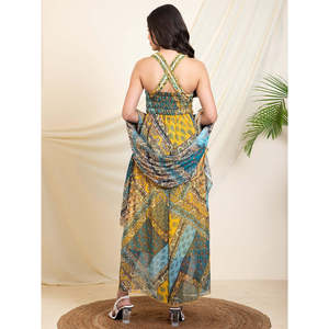 Conjunto de Dos Piezas para Mujer, Estilo Indo-Occidental, Chifón Estampado Multicolor, para Oficina, Disponible en Tallas XS, S, XL, XXS - Product Image 4