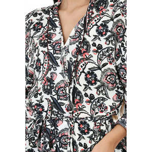 Conjunto de Kimono y Camiseta de Seda con Estampado Floral para Mujer, Talla Única, Blanco y Negro, Traje de Baño - Product Image 4