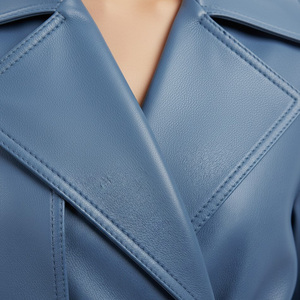 Women Long <b>Trench</b> <b>Coat</b> OEM Factory Supplier Wholesale Custom Made Elegant Fashion Outerwear Belted Double Cotton Knitted - Product Image 5