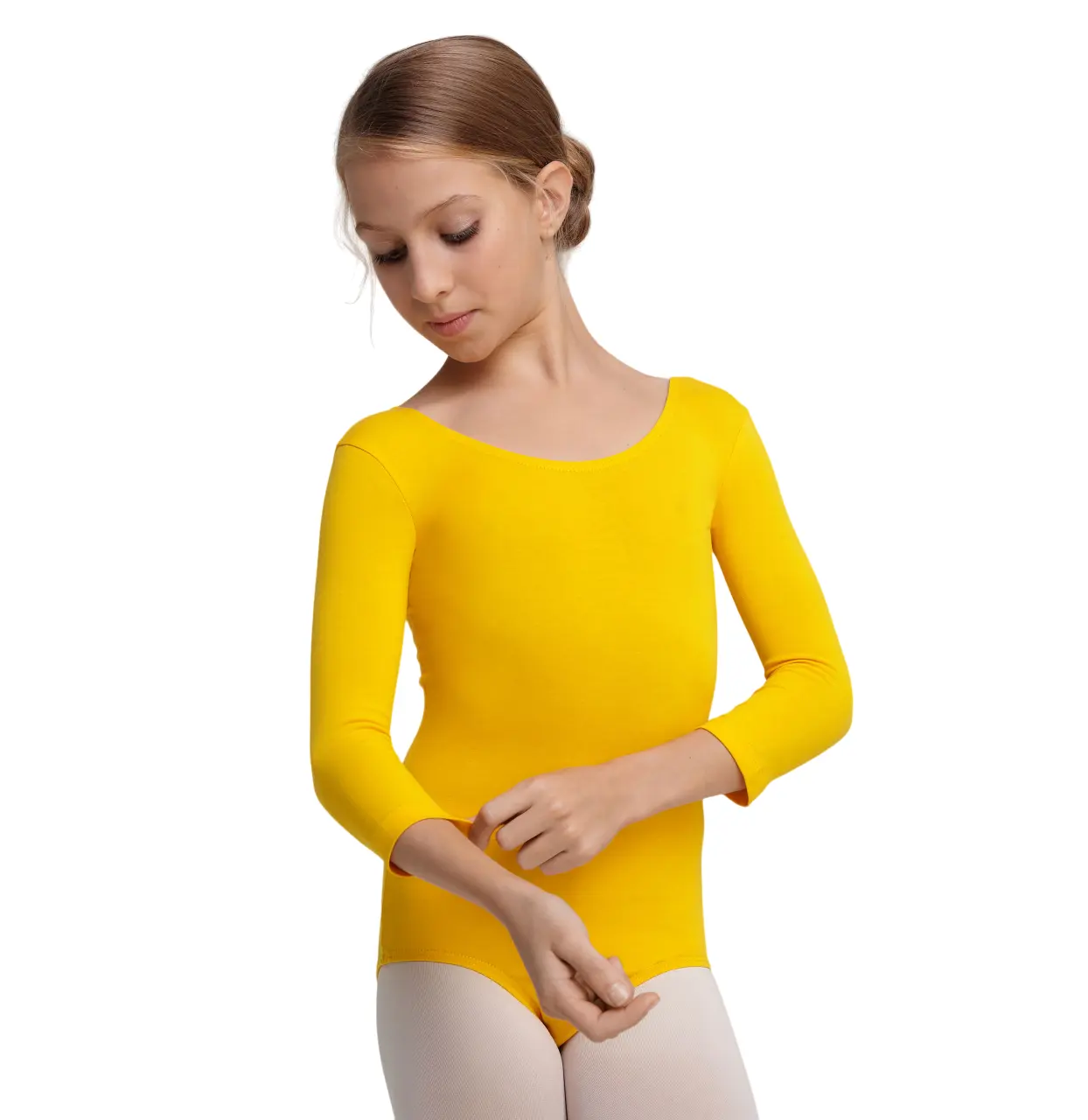 High quality dance ballet wear for kids and teenagers ladies' swimsuits for ballet and gymnastics yellow color leotards