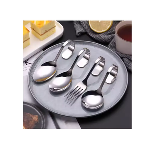 Cuillère de service en acier inoxydable Ustensiles de mariage Cuillère de service à dîner Manche incurvé Acier miroir Produit le plus vendu - Product Image 2