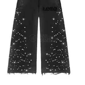 100% Cotton Winter Hooded Solid Latest Design <b>Rhinestone</b> Tracksuit Customized Logo Plus Size Breathable Men - Product Image 5