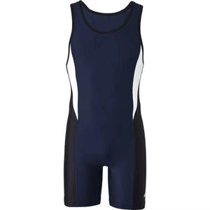 Maillot de bain en coton bleu marine 240 g/m² sans manches avec design contrasté au niveau du col, haute performance, respirant, séchage rapide, style décontracté - Product Image 2